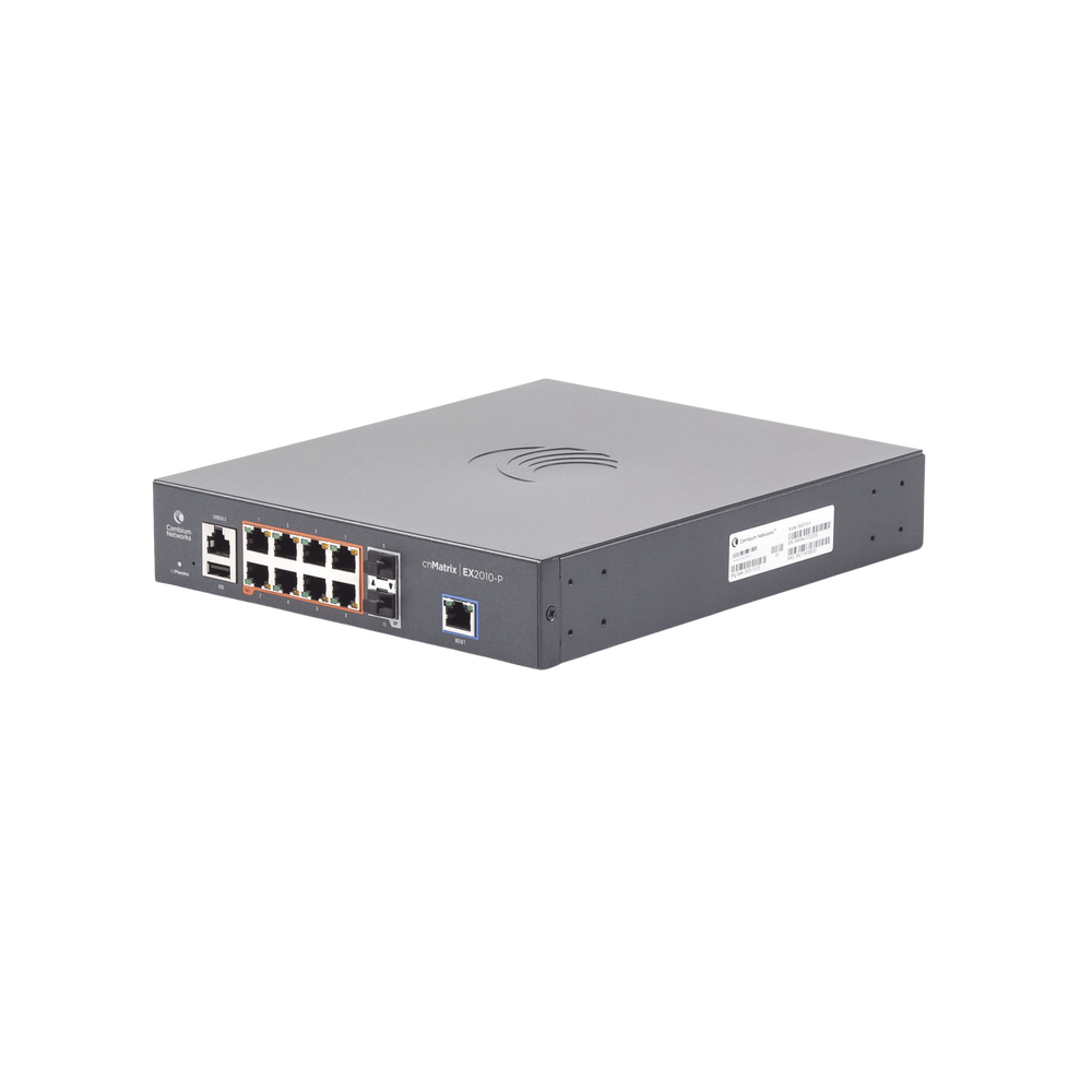 Switch cnMatrix EX2010-P capa 3 de 10 puertos(8 PoE Gigabit 802.3af/at, 2 SFP, 1 consola, 1 MNGMT, 1 USB) administración desde la Nube (MX-EX2010PXA-U)