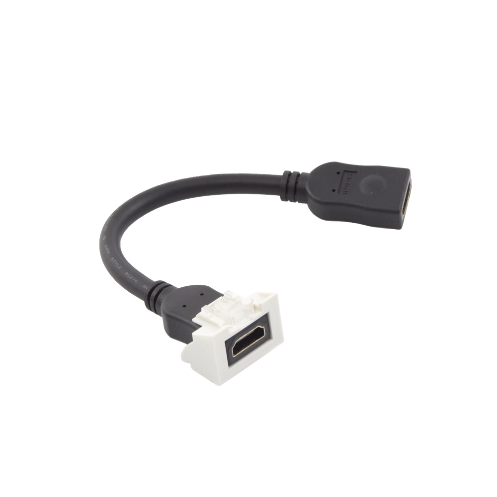 Adaptador HDMI con Pigtail Hembra-Hembra, Para Vídeo 720, 1080p, 4K UHD Compatible con Faceplates MAX Siemon de 2 Salidas, Color Blanco