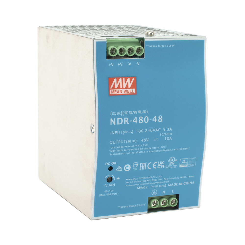 Fuente de Poder Industrial de 480W, salida 48 Vcc, para montaje en riel Din - Imagen 3