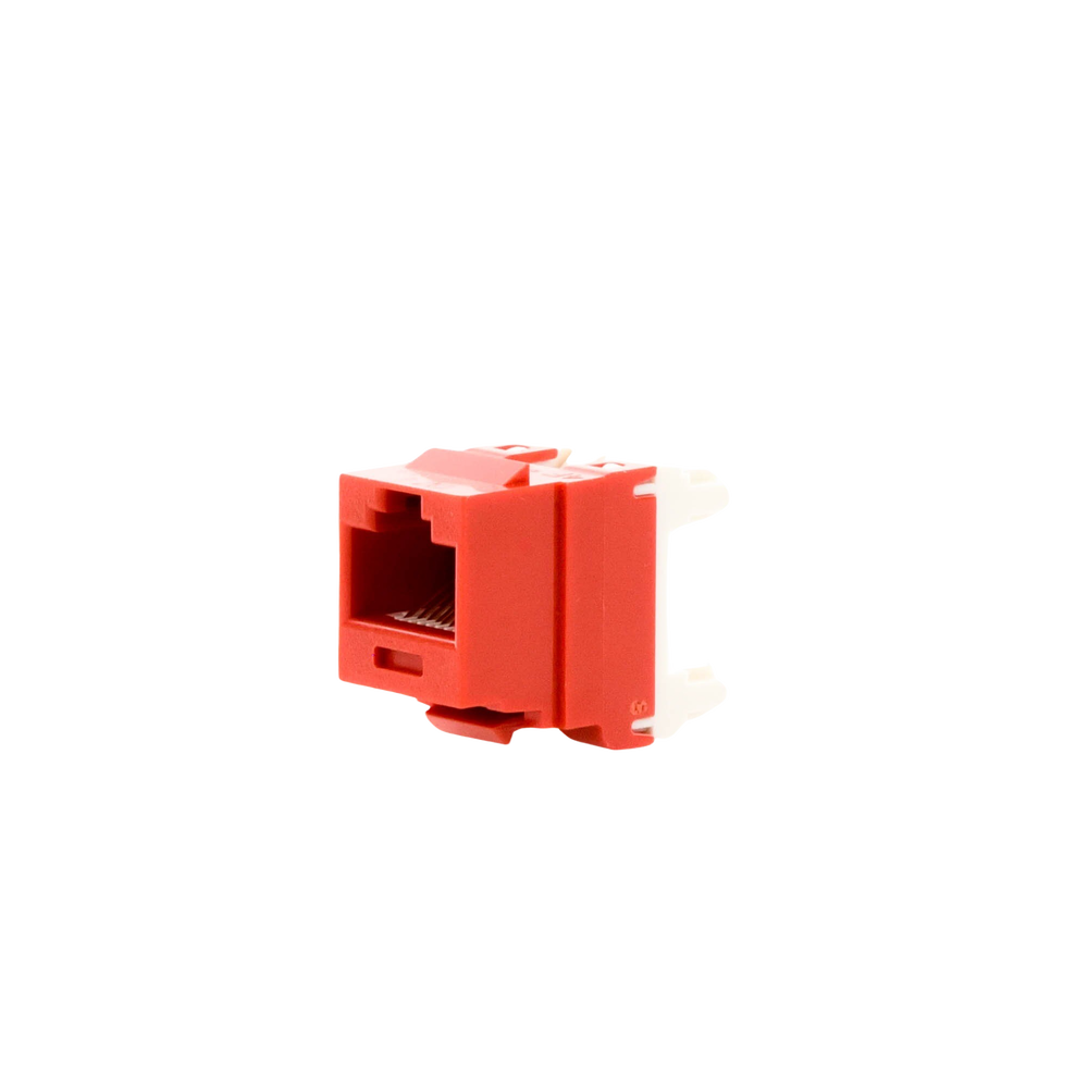 Conector Jack Estilo 110 (de Impacto), Tipo Keystone, Categoría 6, de 8 Posiciones y 8 Cables, Color Rojo