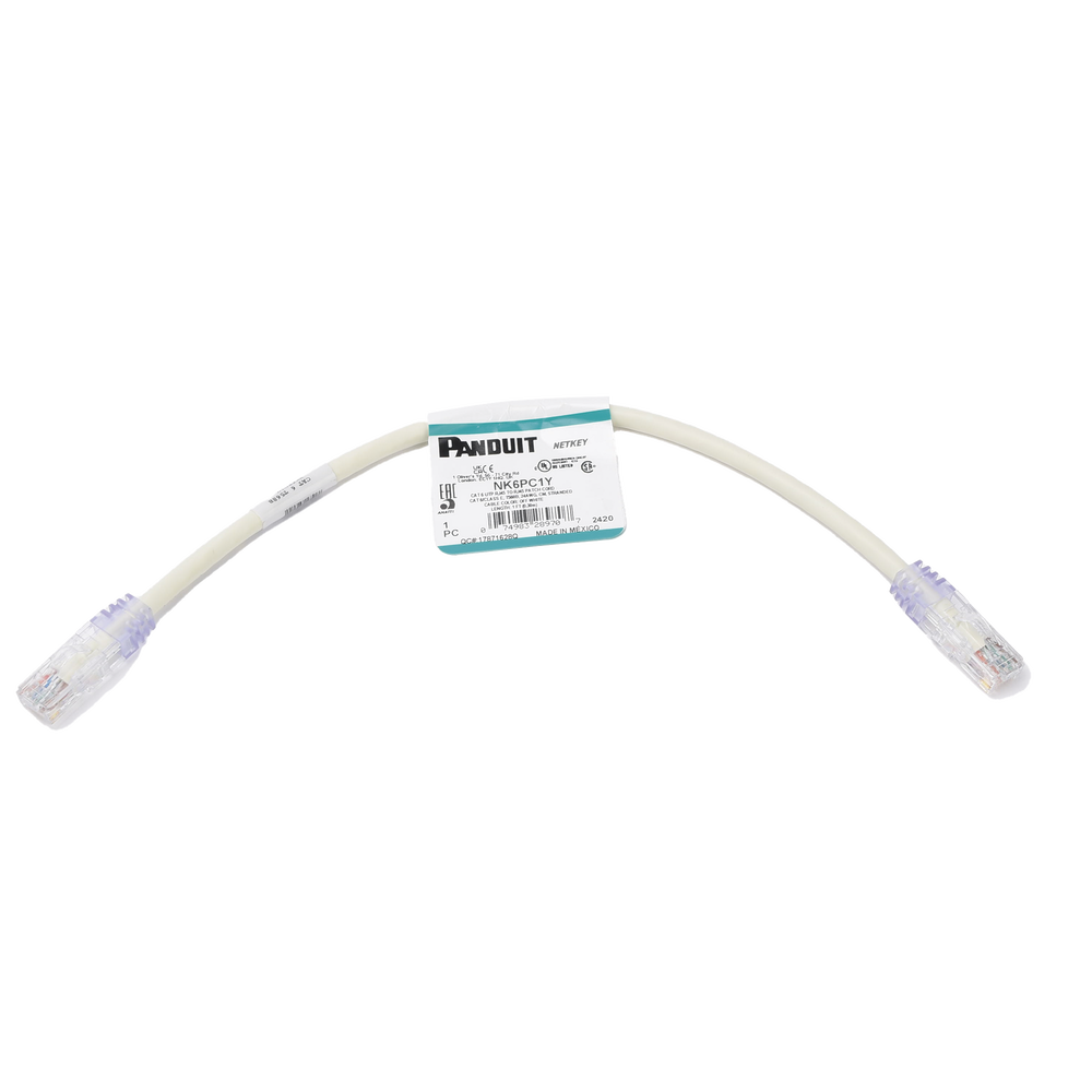 Cable de Parcheo UTP Categoría 6, con Plug Modular en Cada Extremo - 0.3 Metros (1 Pie) - Blanco