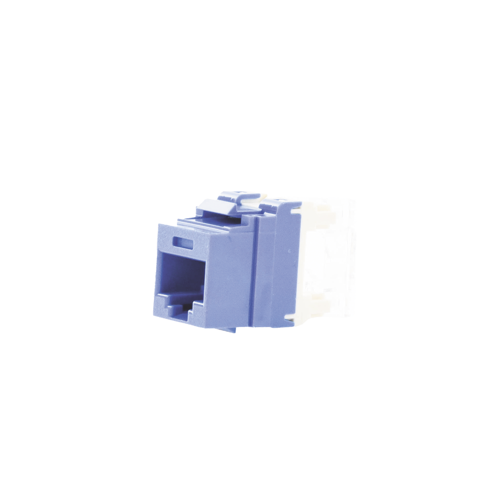 Conector Jack Estilo 110 (de Impacto), Tipo Keystone, Categoría 5e, de 8 Posiciones y 8 Cables, Color Azul