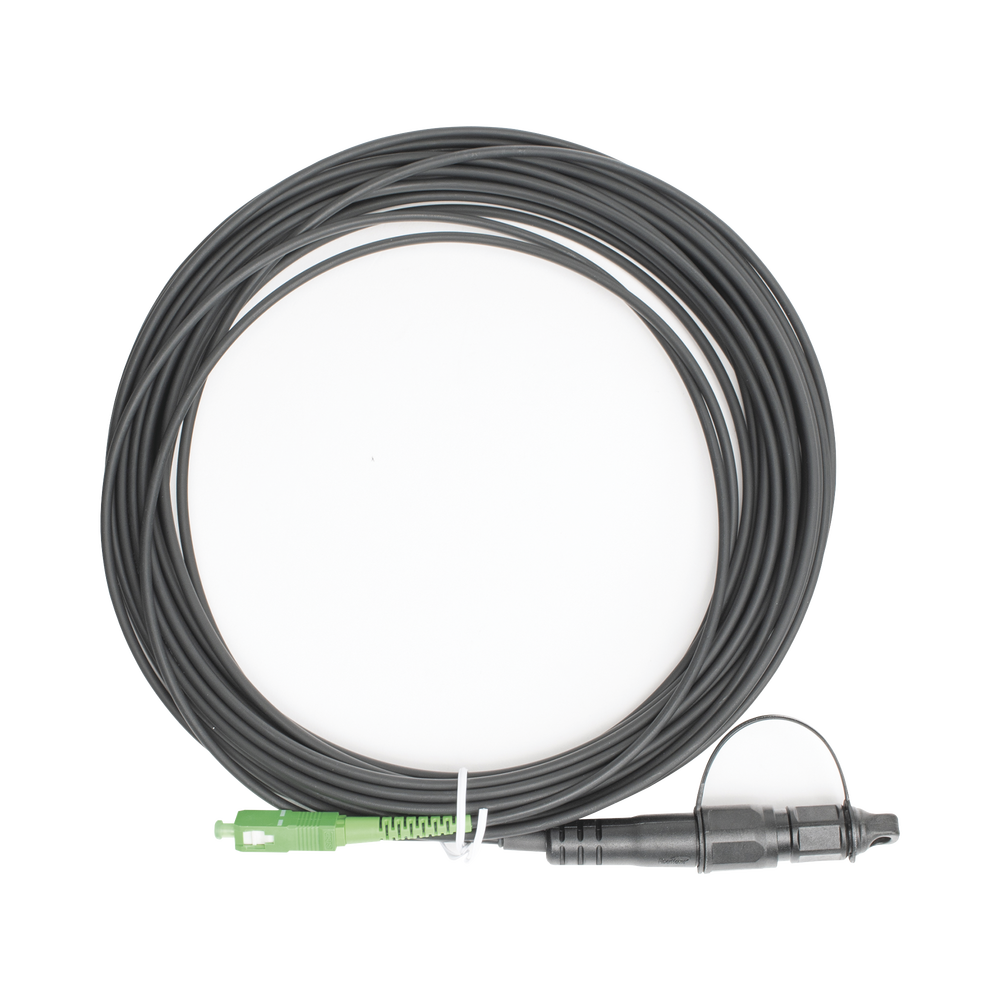 Jumper de Fibra Óptica, Conector SC/APC - Conexión a Caja FDP460, Redondo, 10 Metros (32.81 Pies), Forro 3 mm, G657A2, Negro