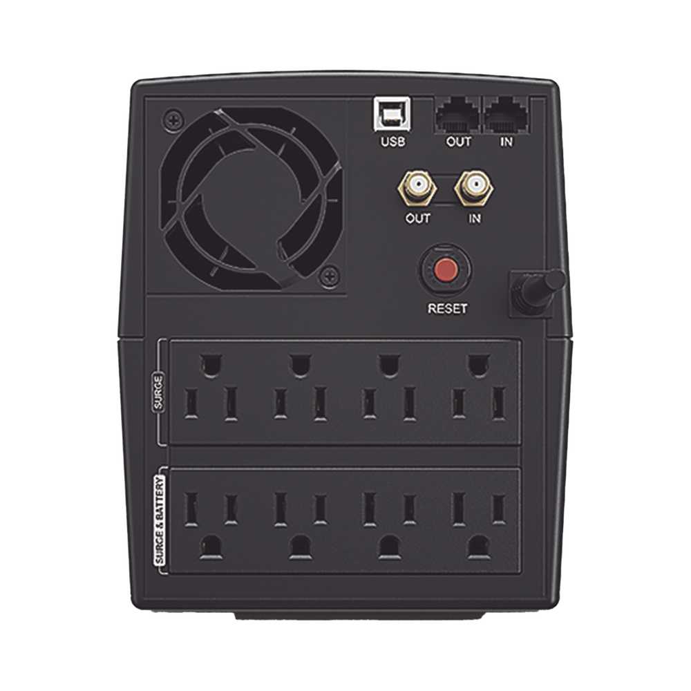 UPS de 1500 VA/900 W, Topología Línea Interactiva, Entrada 120 Vca NEMA 5-15P, y 8 Salidas NEMA 5-15R, Con Regulador de Voltaje (AVR) - Imagen 3