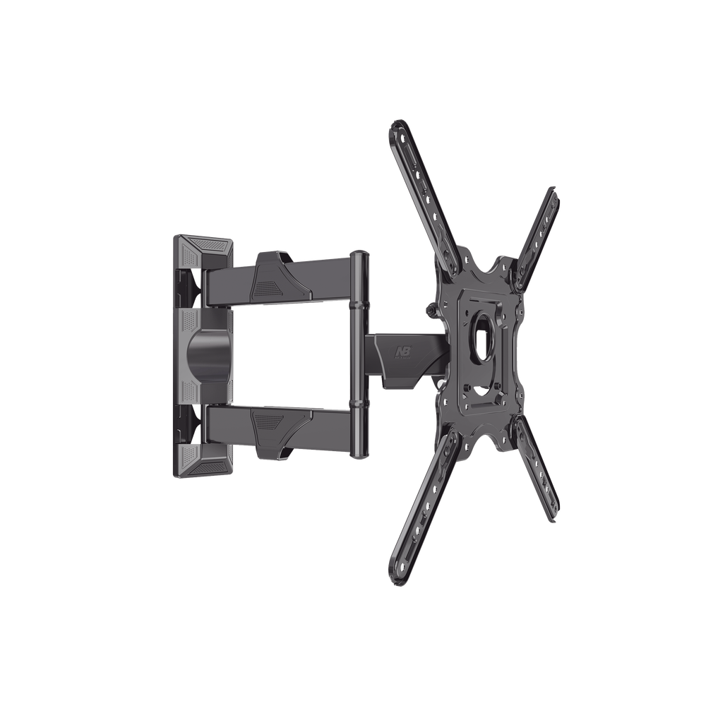 Montaje de Pared Articulado P4-NB / Pantallas de 32" a 55" / VESA 100x100 a 400x400 mm / Carga 27.2 kg (60 lbs) / Inclinación +8° a -5° / Giro 180° / Distancia de Pared 5 a 40 cm / Acero