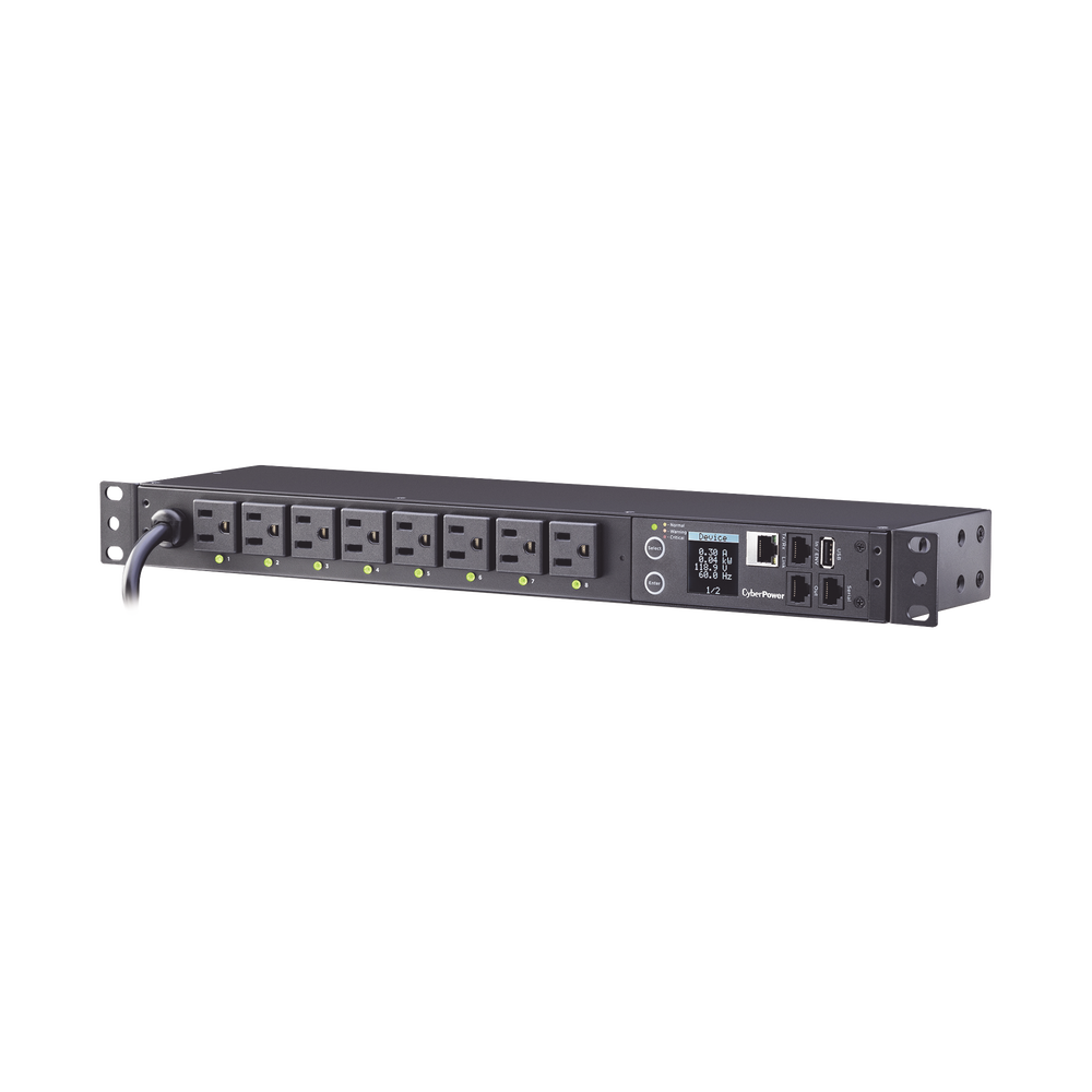 PDU Switchable por Toma, Para Distribución de Energía, Entrada 120 Vca NEMA 5-15P, Con 8 Salidas NEMA 5-15R, Horizontal 19in, 1UR - Imagen 3