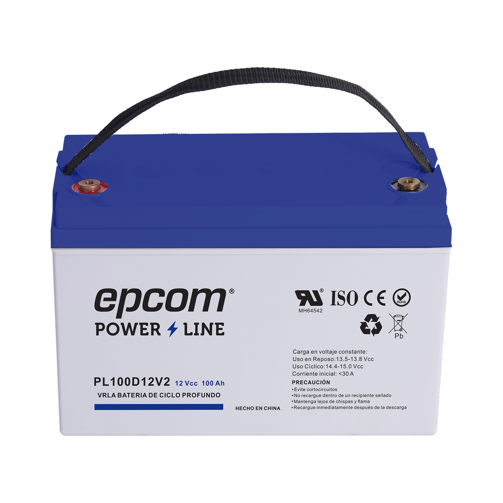 Batería de respaldo 12 V 100 Ah AGM | Certificada UL94-HB Retardo a la flama básica | Ciclo profundo | Para uso en aplicaciones fotovoltaicas y de emergencia | Terminales T4