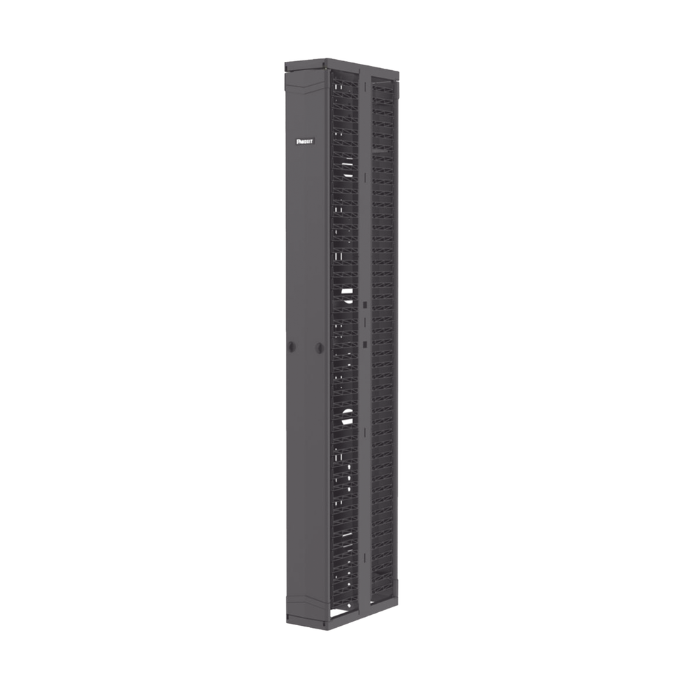 Organizador Vertical PatchRunner™, Doble (Frontal y Posterior), Para Rack Abierto de 45 Unidades, 8in de Ancho, Color Negro - Imagen 3