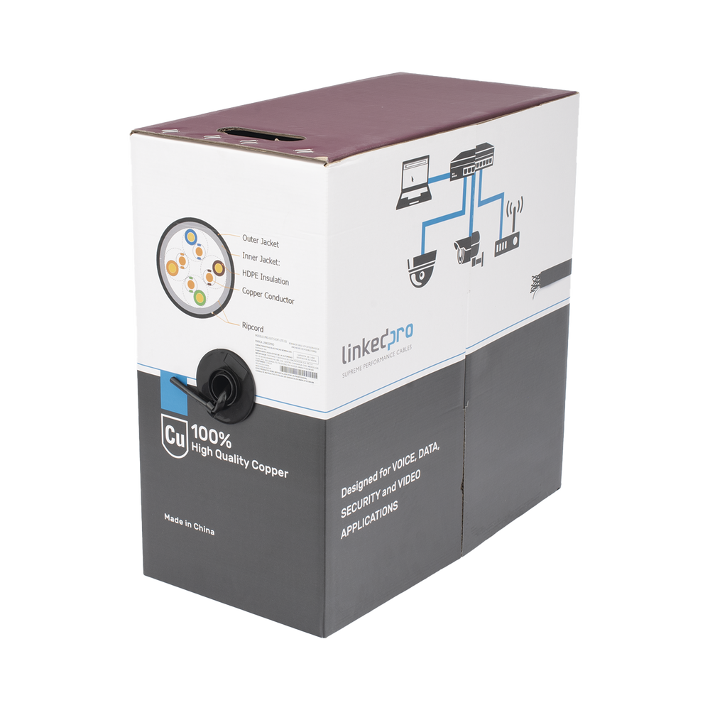 Bobina de Cable UTP 305 Metros (1000 Pies), Cat5e con Doble Forro, para Exterior, Climas Extremos, Color Negro - Imagen 2