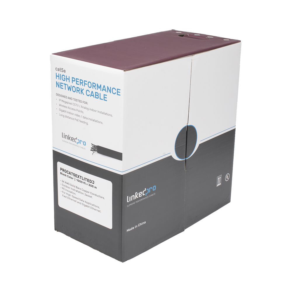 Bobina de Cable UTP 305 Metros (1000 Pies), Cat5e con Doble Forro, para Exterior, Climas Extremos, Color Negro - Imagen 3