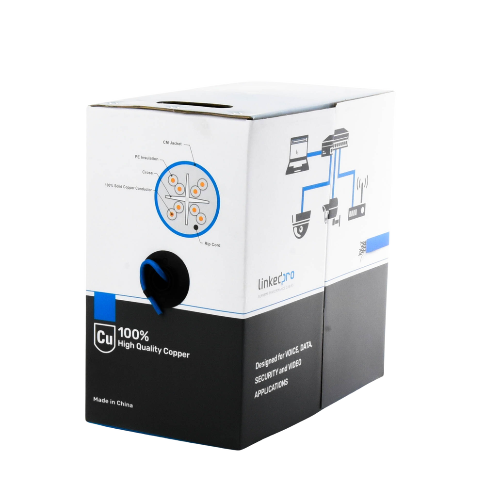 Bobina de Cable de 305 Metros (1000 Pies) Cat6+, CM, Calibre 23 Alto Rendimiento, ETL, UL, Color Azul, Super Flexible, para Aplicaciones de Video Vigilancia, Video HD, y Redes de Datos. Uso Interior. - Imagen 4