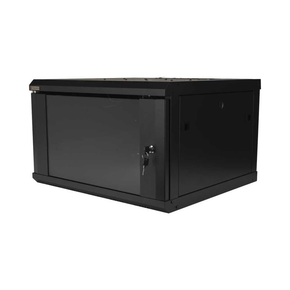 Gabinete de Pared Desarmado / 6U / 19 Pulgadas / 600 x 550 x 382 mm / Cristal Templado 5 mm / Carga Estática 60 kg / Acero SPCC RAL 9004 / IP20 Interior / RoHS - Imagen 4