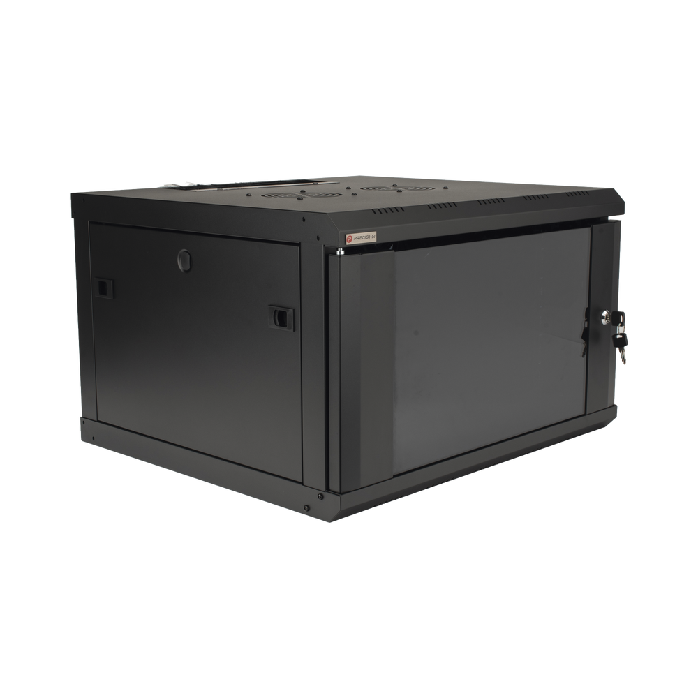Gabinete de Pared Desarmado / 6U / 19 Pulgadas / 600 x 550 x 382 mm / Cristal Templado 5 mm / Carga Estática 60 kg / Acero SPCC RAL 9004 / IP20 Interior / RoHS - Imagen 5