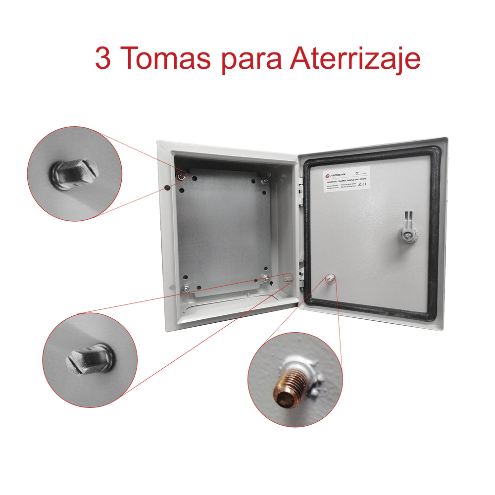 Gabinete de Acero IP66 Uso en Intemperie (250 x 300 x 150 mm) con Placa Trasera Interior Metálica y Compuerta Inferior Atornillable (Incluye Chapa y Llave T). - Imagen 8