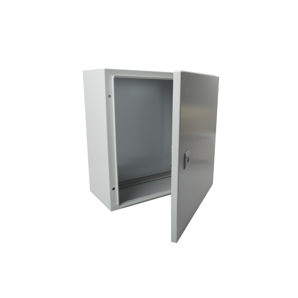 Gabinete de Acero IP66 Uso en Intemperie (250 x 300 x 150 mm) con Placa Trasera Interior Metálica y Compuerta Inferior Atornillable (Incluye Chapa y Llave T). - Imagen 3