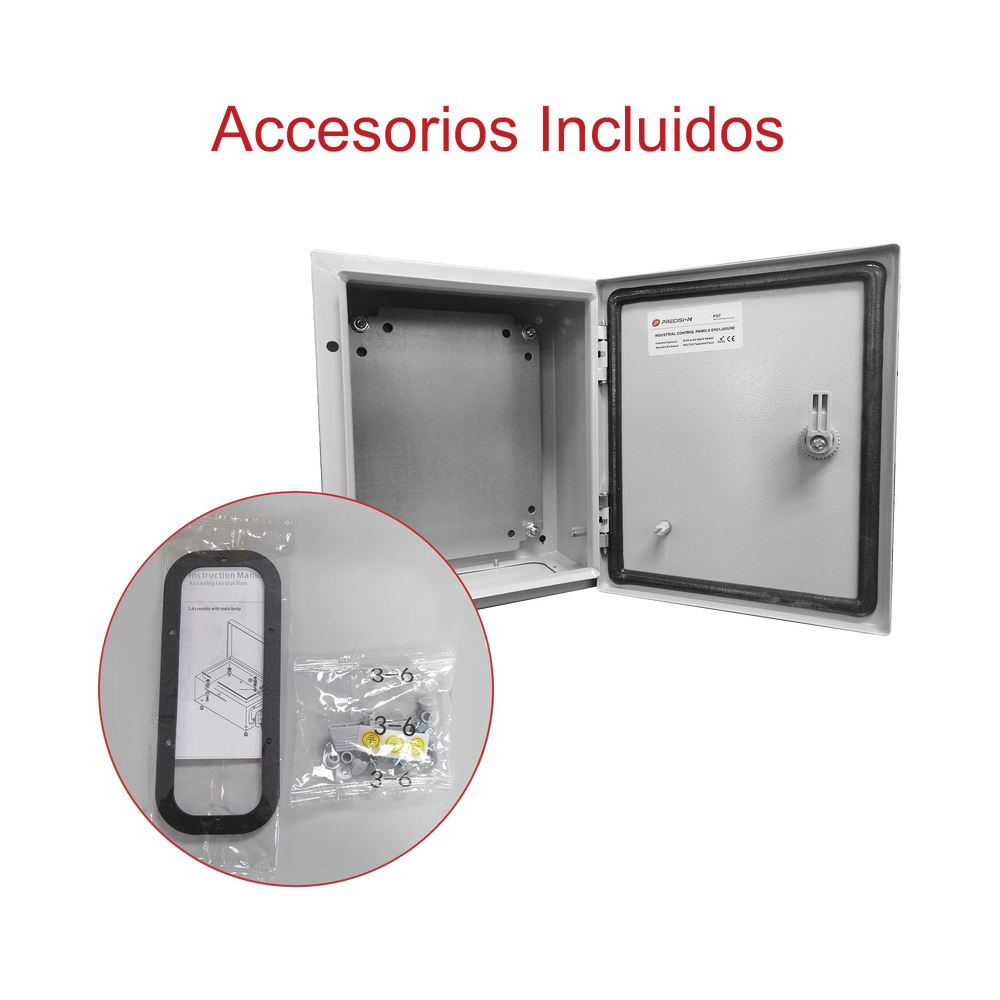 Gabinete de Acero IP66 Uso en Intemperie (300 x 400 x 200 mm) con Placa Trasera Interior de Metal y Compuerta Inferior Atornillable (Incluye Chapa y Llave T). - Imagen 8