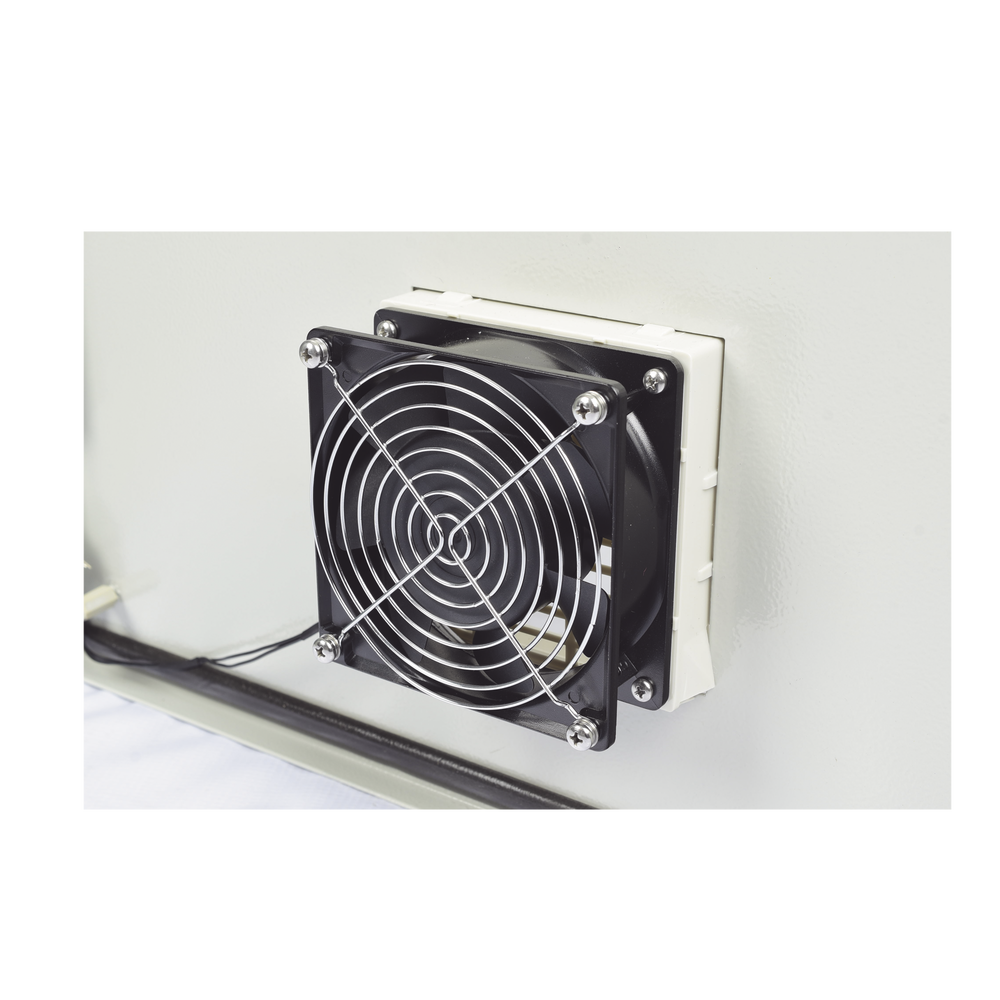 Gabinete Ventilado de Acero IP55 Uso en Exterior (400 x 600 x 250 mm) con Placa Trasera Interior Metálica y Compuerta Inferior Atornillable. Incluye Ventilador, Ventilas, filtros, Chapas y Llave T. - Imagen 7