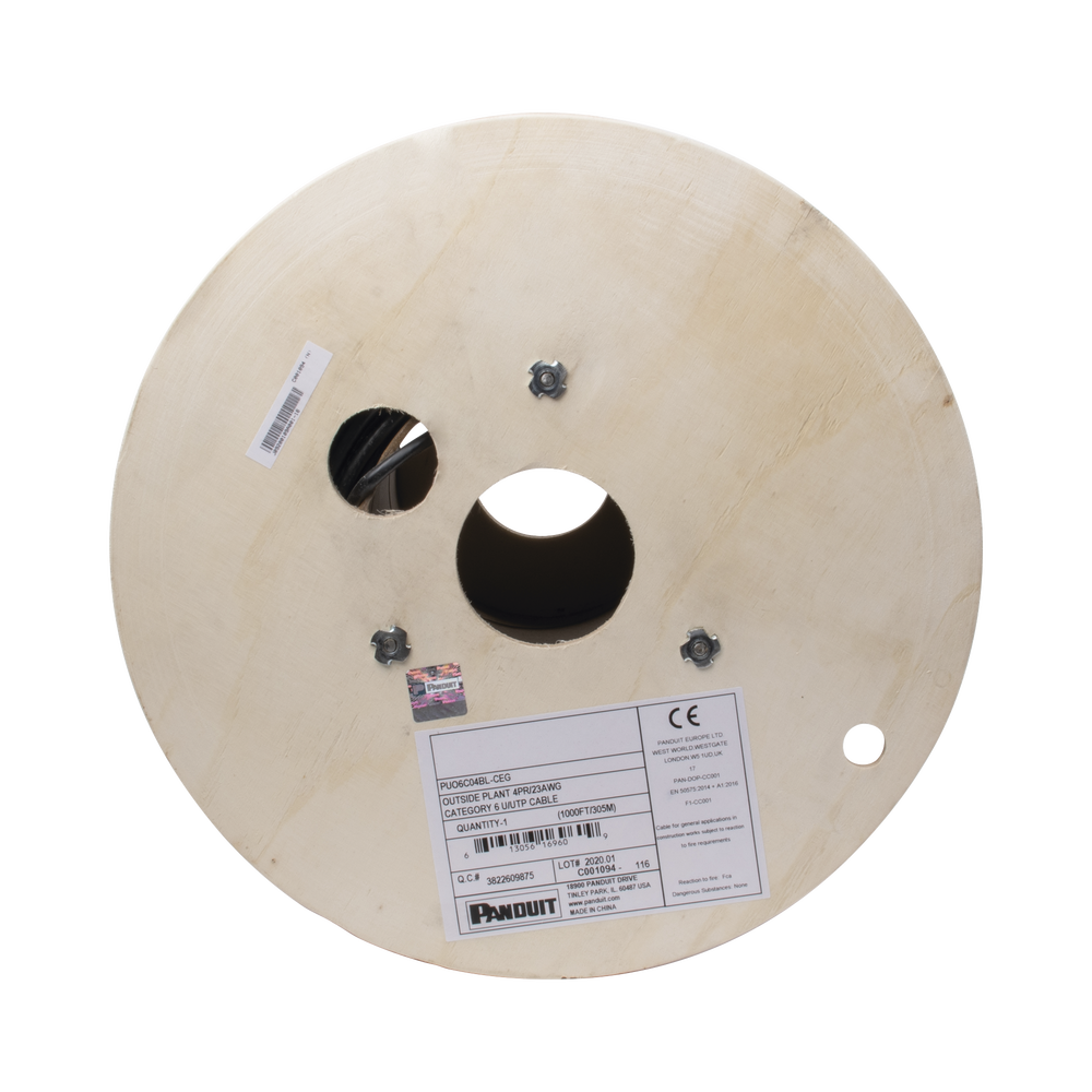 Bobina de Cable UTP de 4 Pares, PanNet, Para Exterior con Gel, Cat6 (23 AWG), Industrial para Climas Extremos, Color Negro, 305 Metros (1000 Pies) - Imagen 4