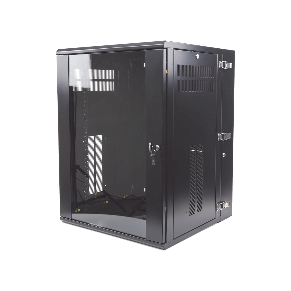 Gabinete PanZone de Montaje en Pared, de 19in, Puerta con Ventana de Seguridad, 18 UR, 635mm de Profundidad, Color Negro - Imagen 3