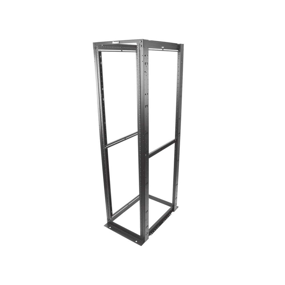 Rack de Cuatro Postes Estándar de 19", Rieles Numerados y Roscados #12-24, Profundidad Máxima de 30 in, 45 Unidades de Rack, Color Negro - Imagen 3