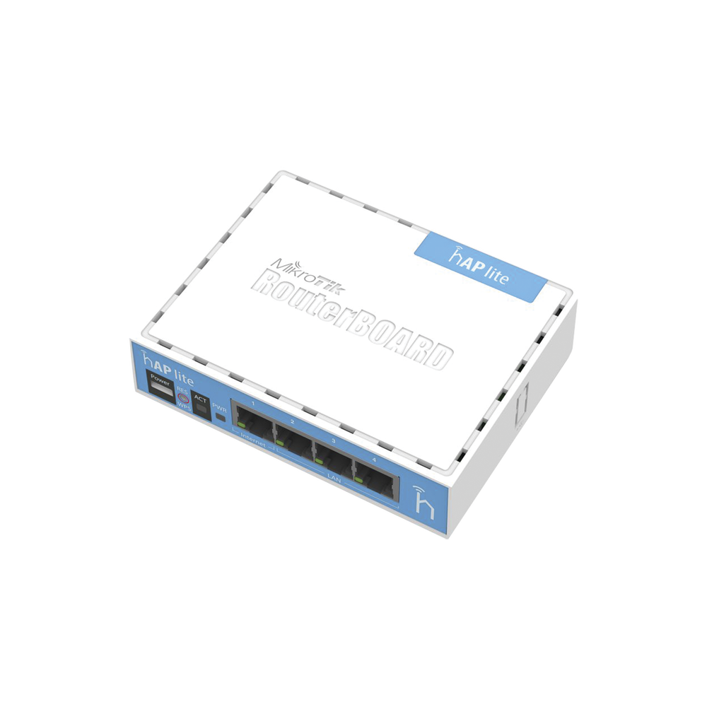 (hAP Lite) 4 Puertos Fast Ethernet y Wi-Fi 2.4 GHz 802.11 b/g/n