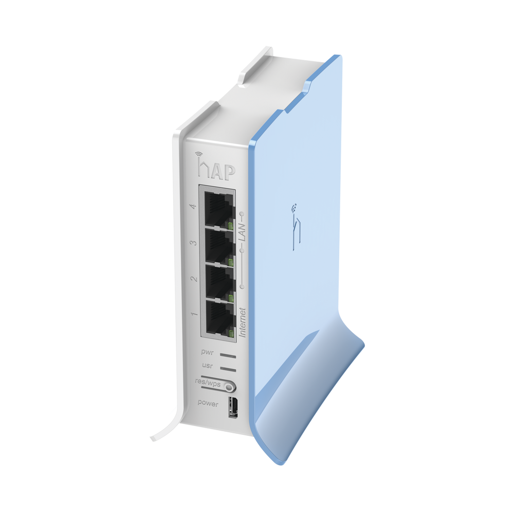 (hAP lite TC) 4 Puertos Fast Ethernet, Wi-Fi 2.4 GHz 802.11 b/g/n y base tipo Torre
