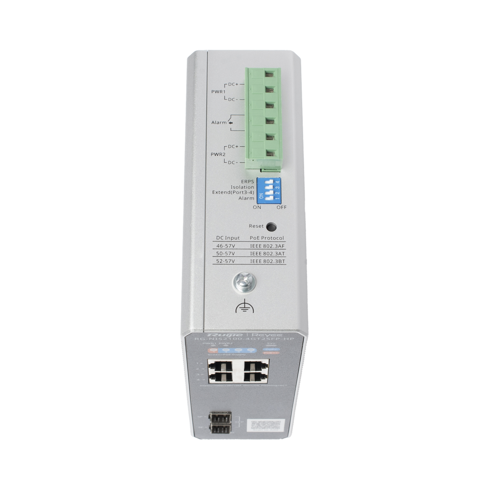 Switch Industrial PoE+ hasta 180 watts , Ideal para temperaturas Extremas y protección contra descargas, 1 puerto PoE++ 60W y 3 puertos PoE+ 30W, 2 SFP Uplink - Imagen 6