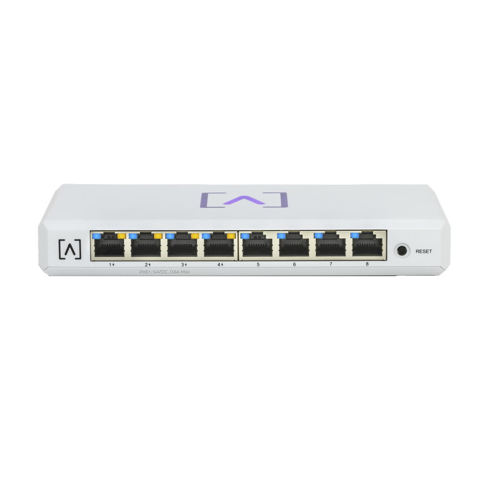 Switch Gigabit PoE+ Administrable / 8 puertos 10/100/1000 Mbps (4 de ellos PoE+ 802.3af/at) / Hasta 60W / Administración nube gratuita / Presupuesto de 60W