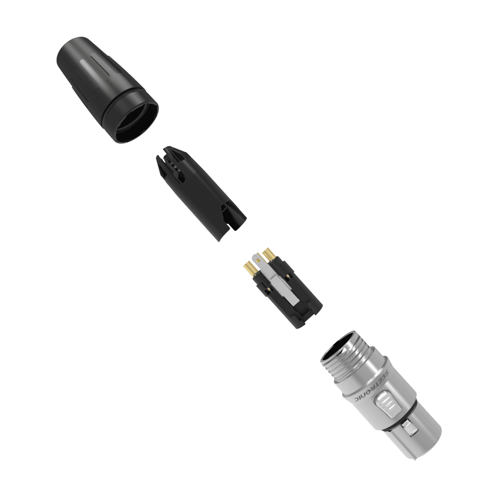 Conector hembra XLR de 3 núcleos con carcasa de acero inoxidable y contactos chapados en oro - Imagen 3