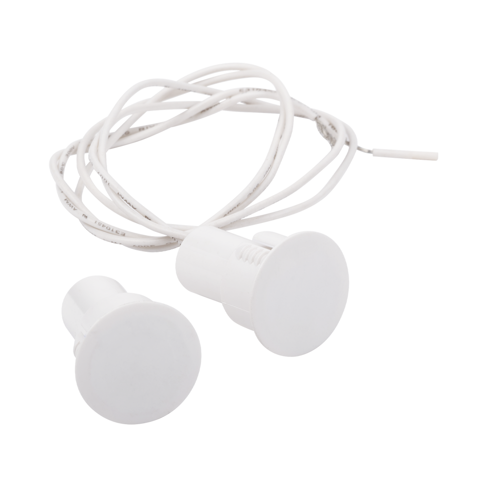 Contacto Magnético Empotrable / GAP 19 mm / Switch NC / Puertas Metálicas, Aluminio y Madera / 12VCC / Blanco / LED Indicador