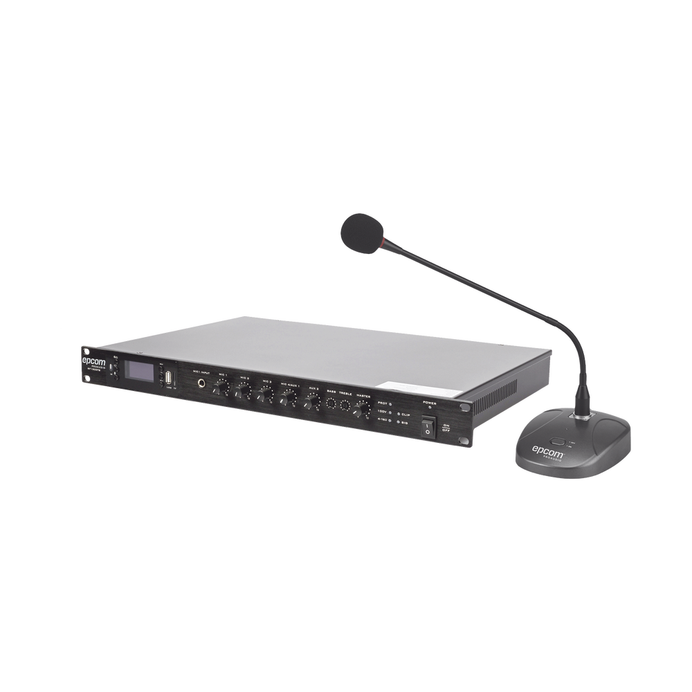 KIT de Amplificador de 120W Modelo SF120DTB | más Micrófono de Escritorio Modelo SF621A