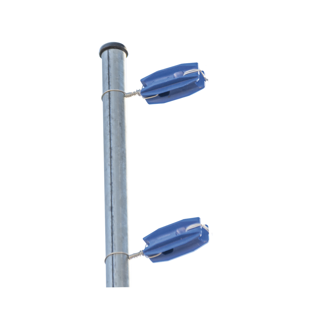 Aislador Azul de Esquina para Cercos Eléctricos / 18 kV / Resinas Vírgenes / Resistencia 7.5-10.2 kg / Anti UV / 66 mm x 31.6 mm