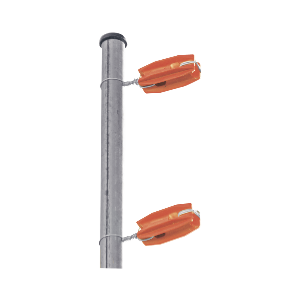 Aislador de Esquina Naranja para Cercos Eléctricos / 18 kV / Resinas Vírgenes / Resistencia 7.5-10.2 kg / Anti UV / 66 mm x 31.6 mm