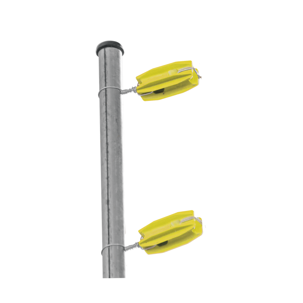 Aislador de Esquina Amarillo para Cercos Eléctricos / 18 kV / Resinas Vírgenes / Resistencia 7.5-10.2 kg / Anti UV / 66 mm x 31.6 mm