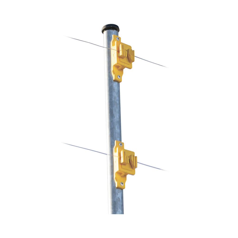 Aislador de Paso Amarillo Reforzado para Cercos Eléctricos / Aislamiento hasta 18 kV / Resistente a Clima Extremo / Polipropileno y Policarbonato