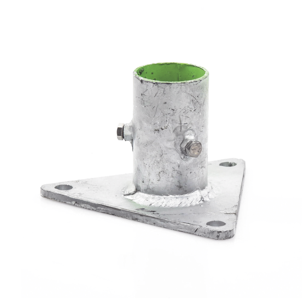 Base Triangular para Mástil de 1" a 2" con Opresores. Galvanizado por Inmersión en Caliente. - Imagen 3