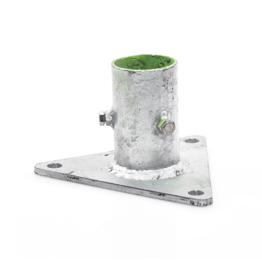 Base Triangular para Mástil de 1" a 2" con Opresores. Galvanizado por Inmersión en Caliente. - Imagen 4