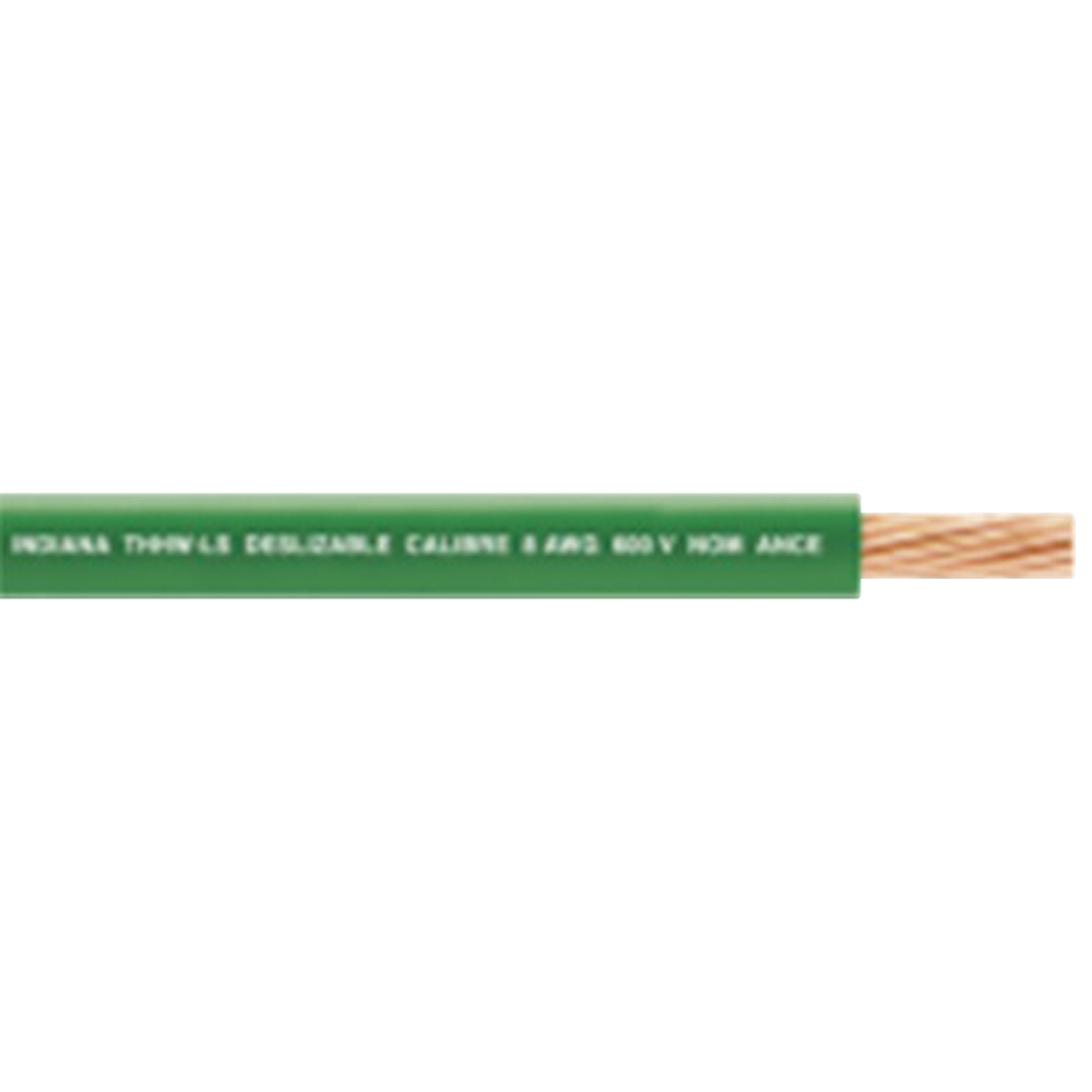 6 AWG / Cable Eléctrico / 1 Conductor / Cobre / Recubierto THW-LS / 19 Hilos / Color Verde / 100 metros