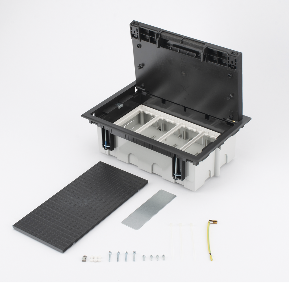 Caja Para Instalación en Piso Falso para Voz, Datos o Contactos Eléctricos / Capacidad para 4 Módulos / Espacio Embellecedor en la Tapa / Profundidad Ajustable de 90 a 120 mm (3.54 a 4.72 pulgadas) / Los Módulos se Adquieren Aparte / (SF410/14CY) - Imagen 4