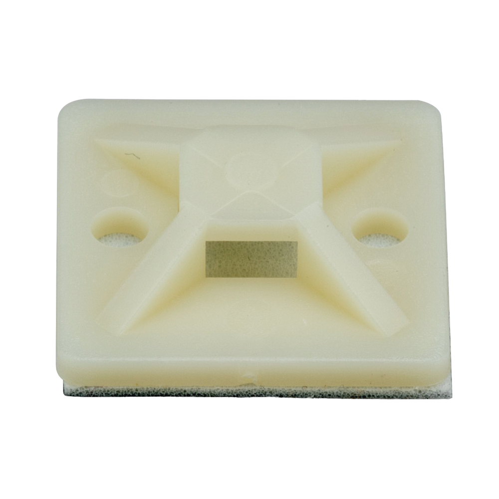 Montaje-Sujetador Adhesivo STRONGHOLD de 4 Vías de 3/4" x 3/4" x 1/4", Color Natural, Nylon 6.6 Retardante de Llamas V-2, Paquete de 100pz