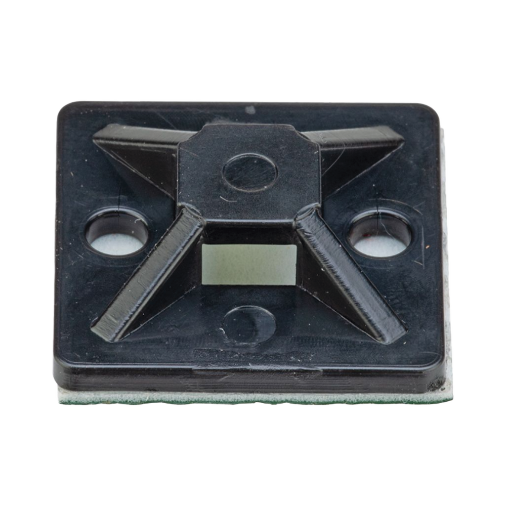 Montaje-Sujetador Adhesivo STRONGHOLD de 4 Vías de 1" x 1" x 1/4", Color Negro,  Nylon 6.6 Retardante de Llamas V-2, Paquete de 100pz