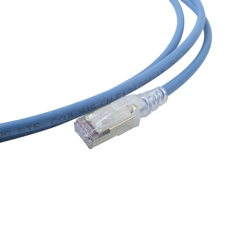Patch Cord Skinny Cat6A Blindado S/FTP, 2.13 Metros (7 Pies), Diámetro Reducido 28 AWG, Color Azul - Imagen 5