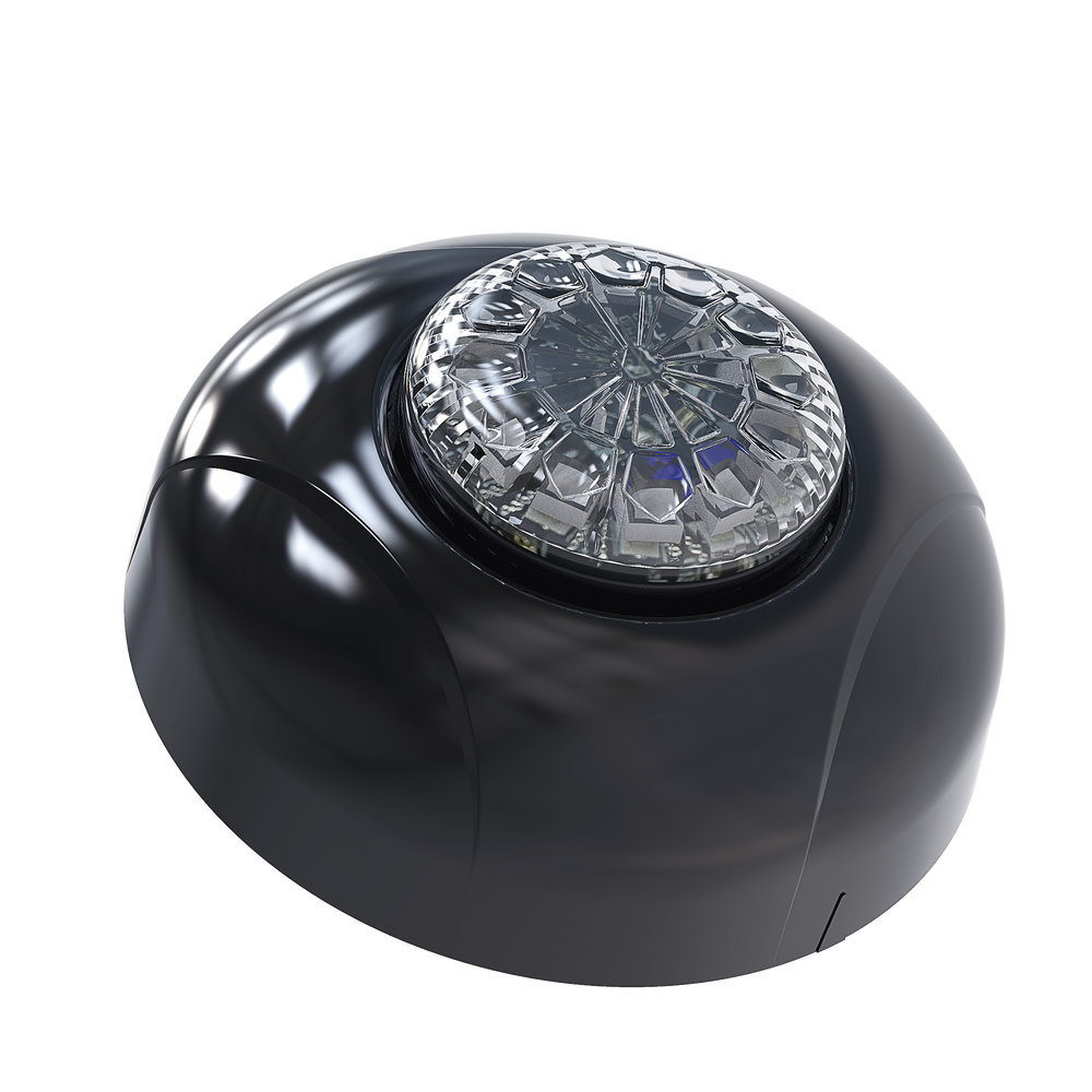 Estrobo Oculto de 12 LED, Rojo/Azul, Lente Transparente, Bisel Negro