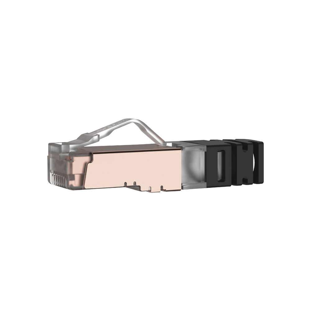 Plug RJ45 Cat6 Blindado, Para Cable Calibre 24-26 AWG, Chapado en Oro de 50 micras, Paquete de 100 Piezas
