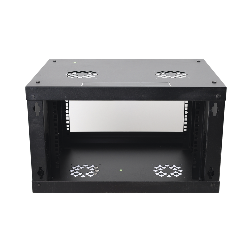 Gabinete de Pared de 6U con Puerta de Cristal Templado, 455 mm de Profundidad Total, Rack de 19in, Acero Reforzado Color Negro. - Imagen 4