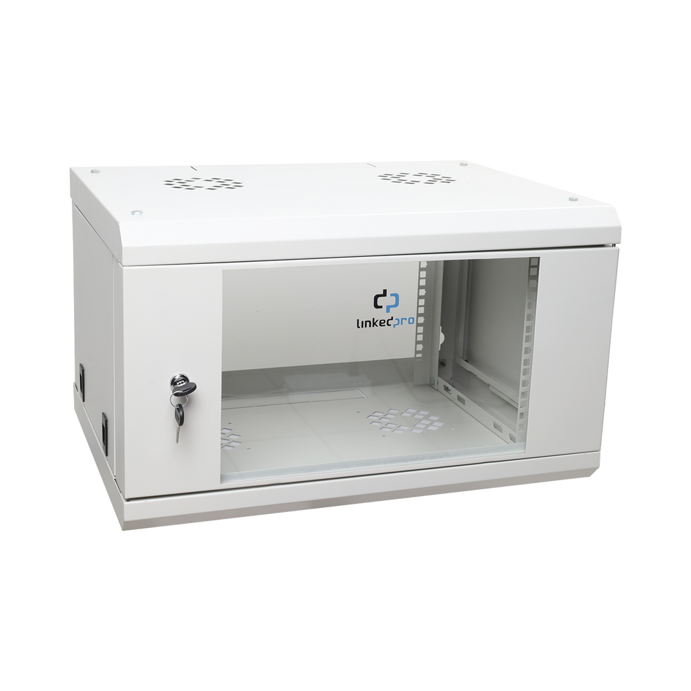 Gabinete de Pared de 6U con Puerta de Cristal Templado, 455 mm de Profundidad Total, Rack de 19'', Acero Reforzado Color Blanco - Imagen 2