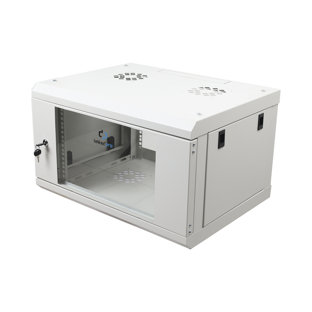 Gabinete de Pared de 6U con Puerta de Cristal Templado, 455 mm de Profundidad Total, Rack de 19'', Acero Reforzado Color Blanco - Imagen 3