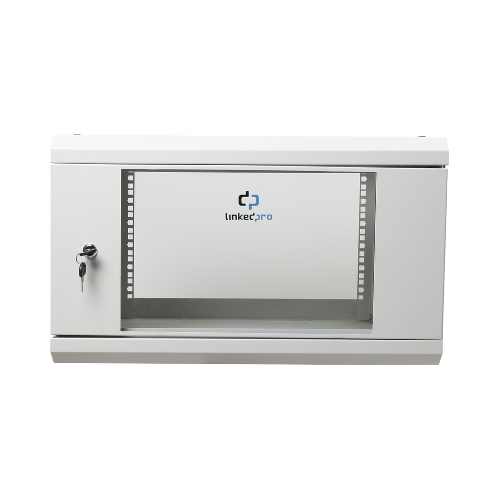 Gabinete de Pared de 6U con Puerta de Cristal Templado, 455 mm de Profundidad Total, Rack de 19'', Acero Reforzado Color Blanco