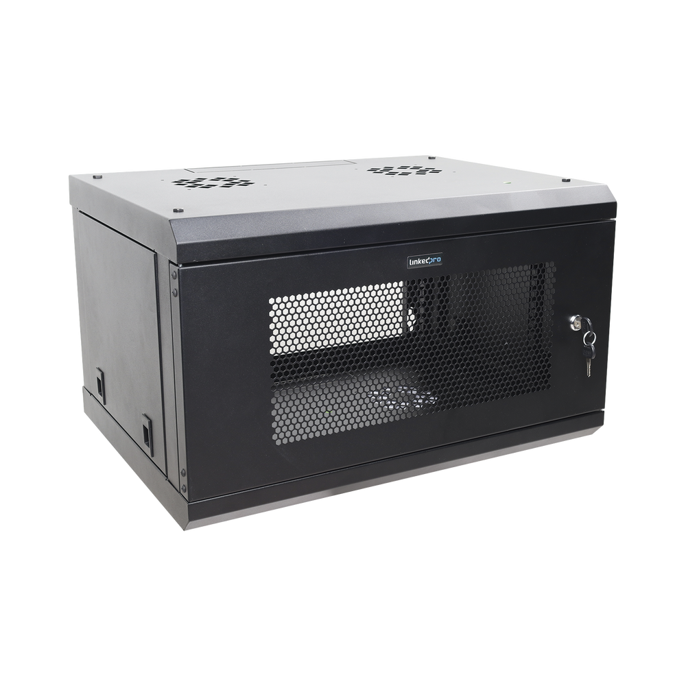 Gabinete de Pared de 6U con Puerta Perforada, 455 mm de Profundidad Total, Rack de 19'', Acero Reforzado Color Negro - Imagen 3
