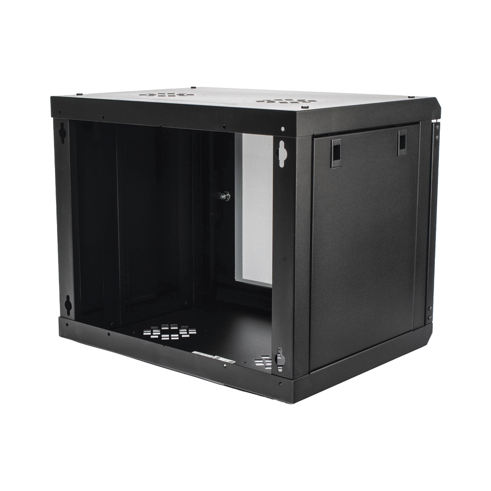 Gabinete de Pared de 9U con Puerta de Cristal Templado, 455 mm de Profundidad, Rack de 19'', Acero Reforzado Color Negro. - Imagen 3